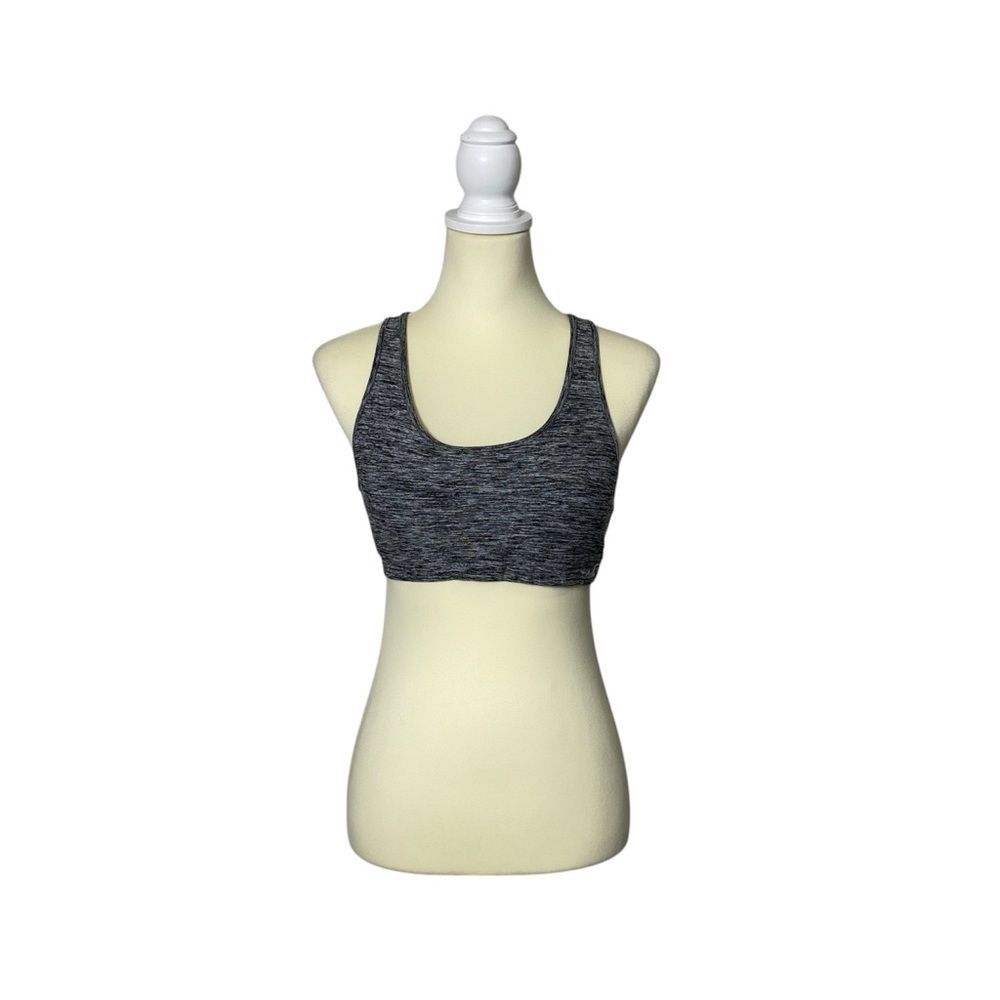 Holister Open Back Chriscross Black & Gray Spacedye Spots Bra Women's Size M
